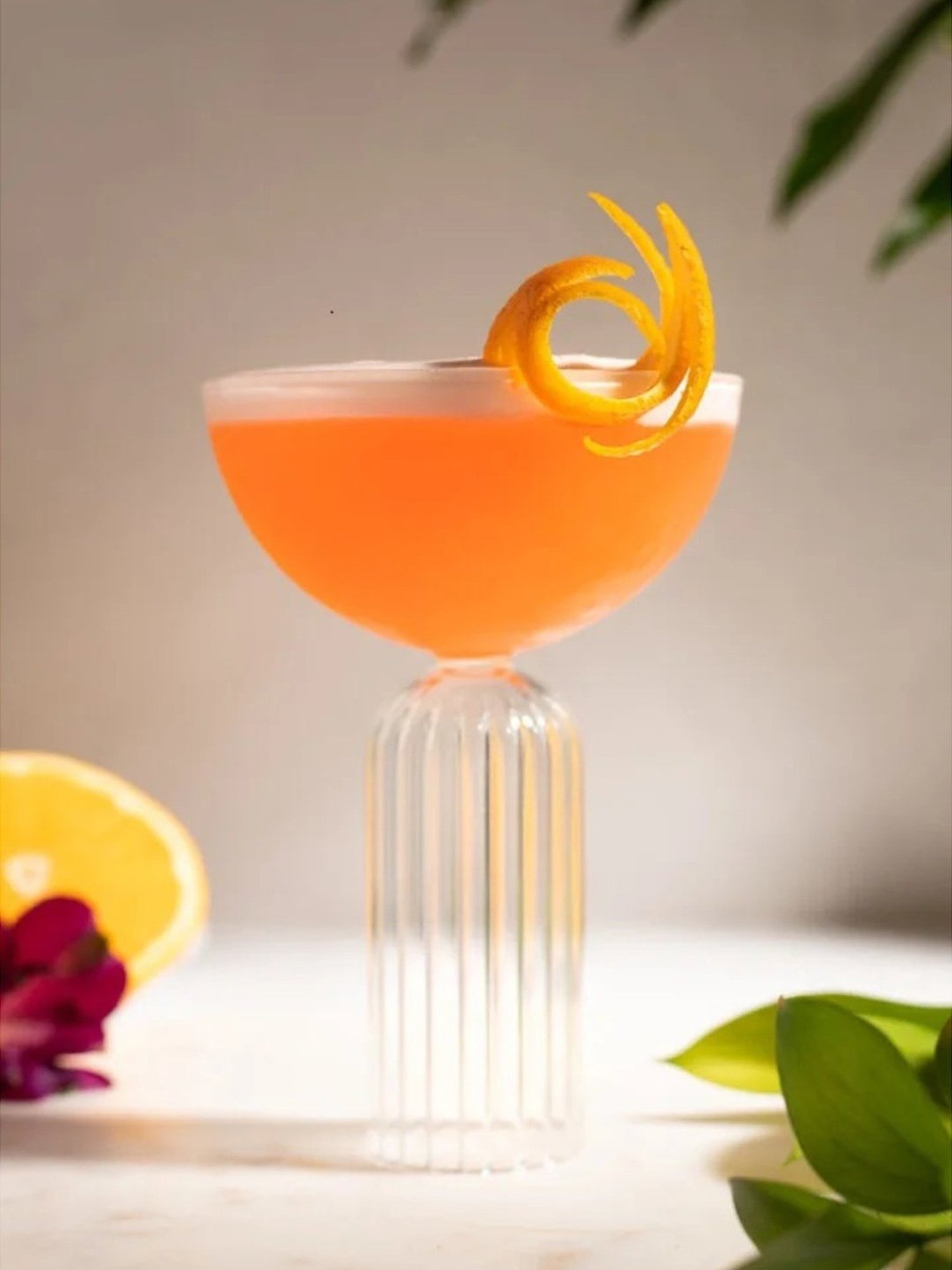 Melbify Ribbed Stem Coupe Fancy Transparent Cocktail Glass 250ml - Set of 2