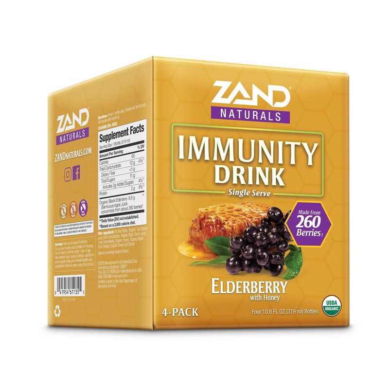 Zand Naturals Immunity Drink - Elderberry with Honey - 4pk