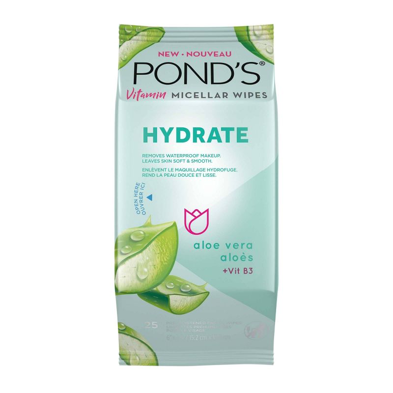 Pond's Vitamin Micellar Hydrate Facial Wipes - Vit B3 - Aloe Vera - 25ct