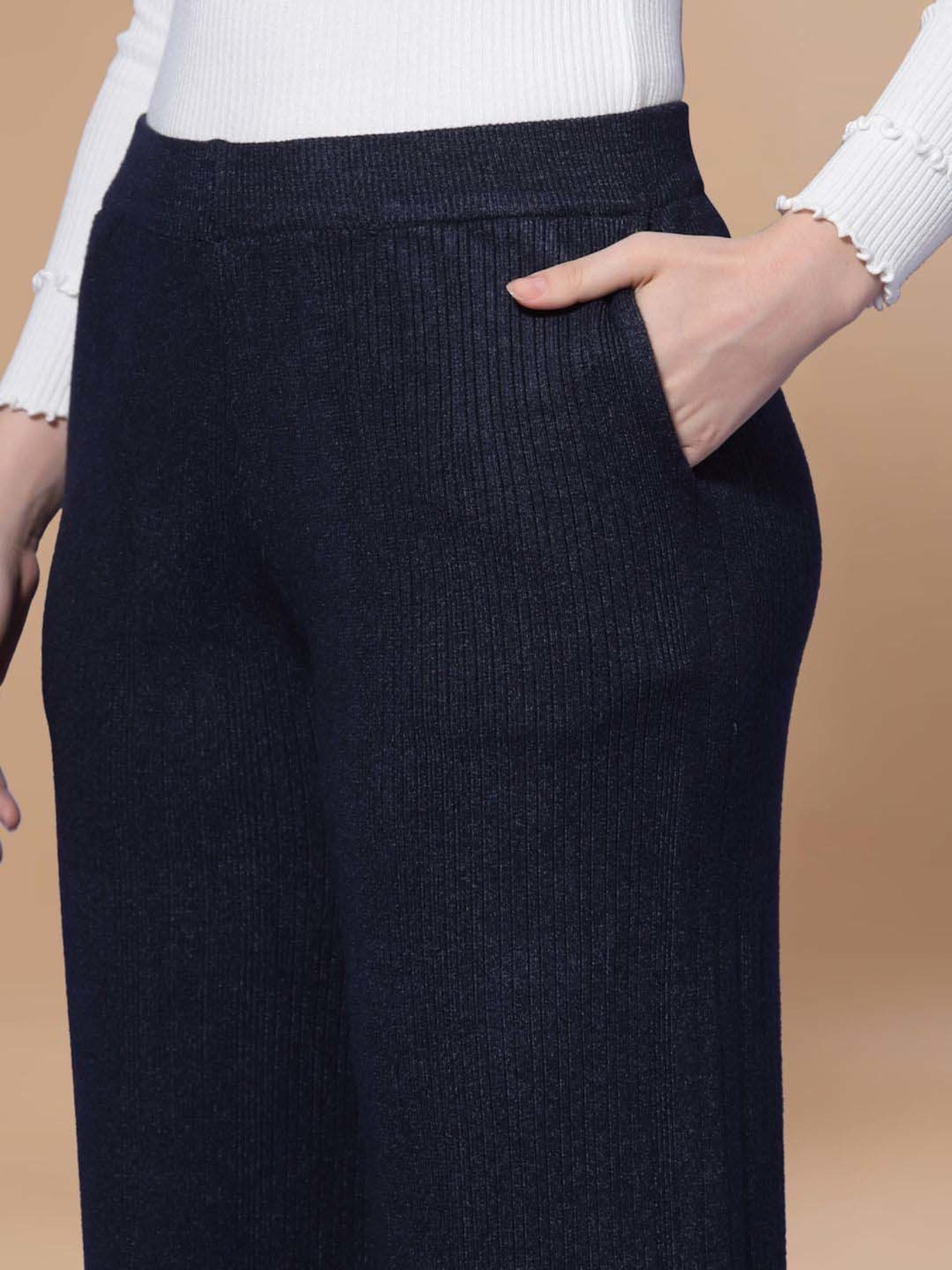 Mafadeny Navy Self Pattern Palazzos