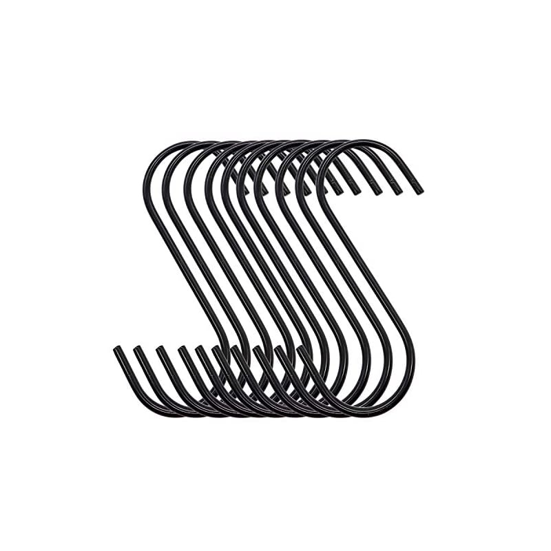 30 Pack  Heavy Duty S Hooks Black Steel S Shaped Hooks for Hanging Pans Pots Plants Bags Towels Kitchen Hooks Hanger, Large 3.5 inch