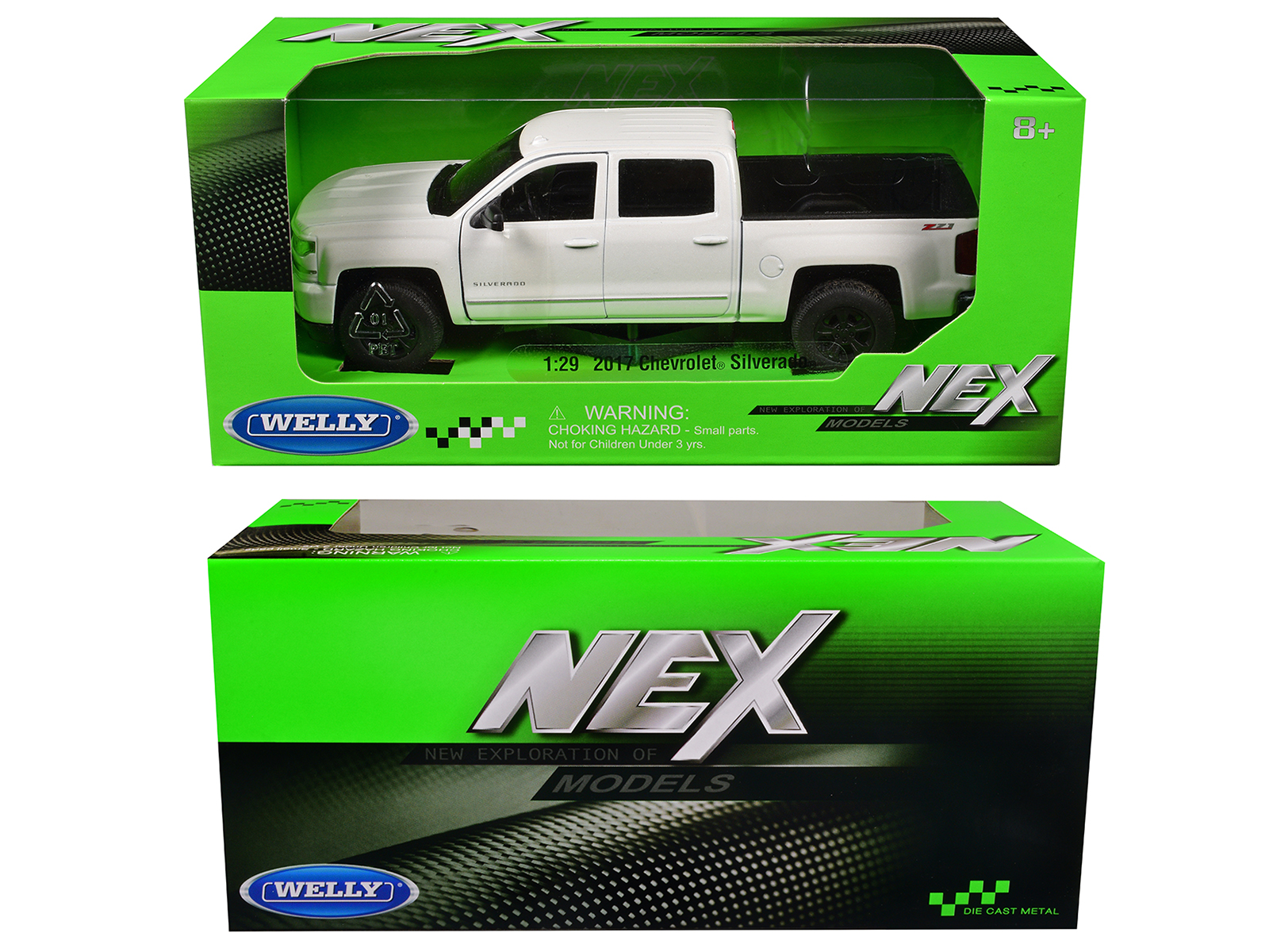 2017 Chevrolet Silverado Pickup Truck White "NEX Models" Series 1/29 Diecast Model Car by Welly