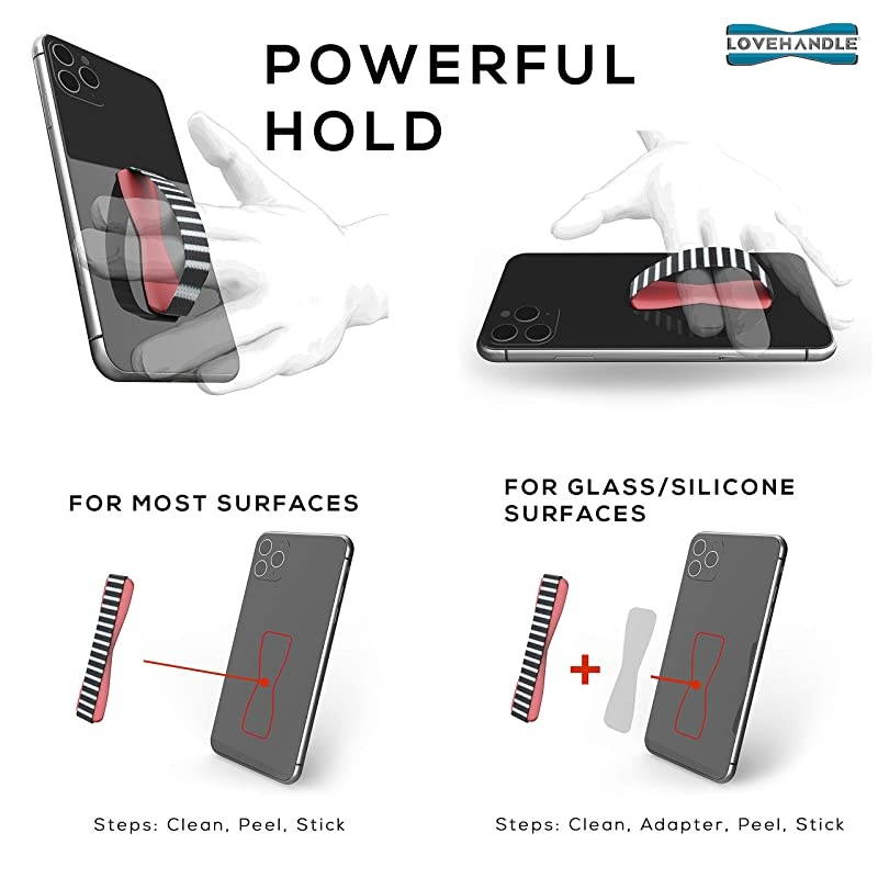 Phone Grip for Most Smartphones and Mini Tablets MOD Design Colored Elastic Strap with Red Base LH01MOD