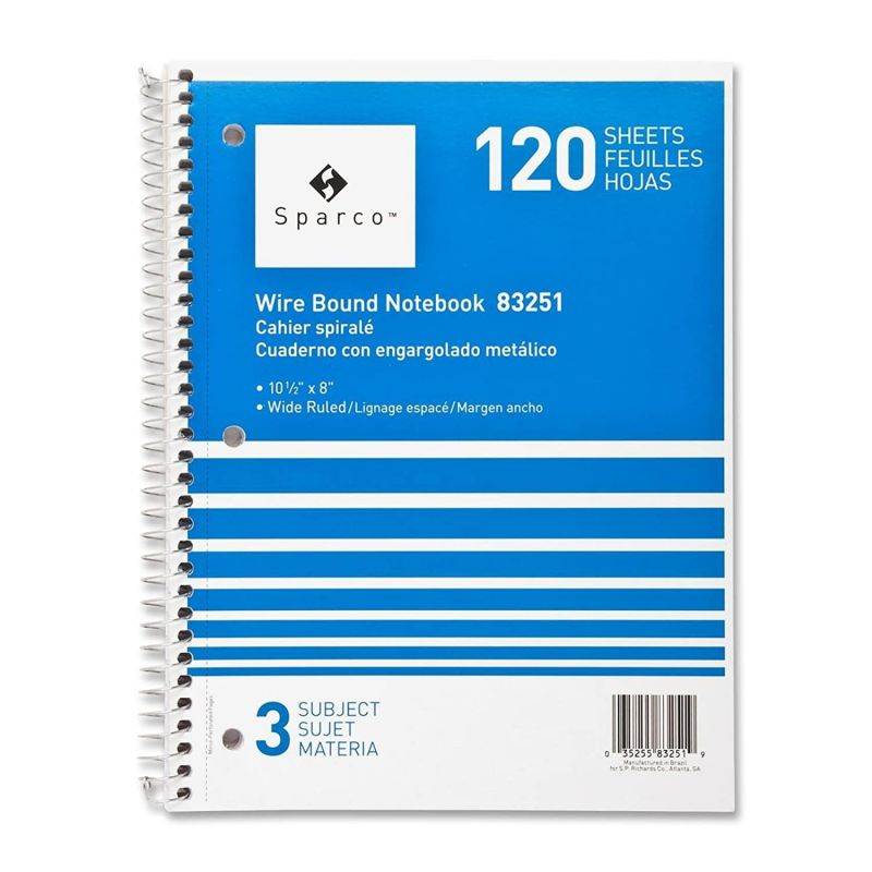 Sparco Quality Wirebound Wide Ruled Notebooks