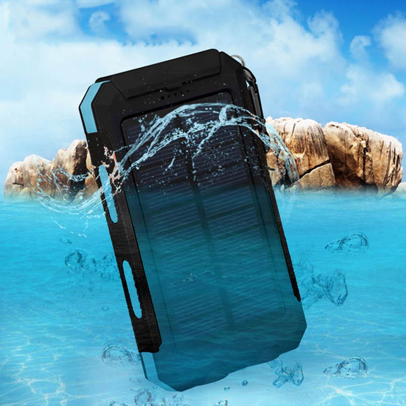 2021 the Lastest 10000mAh Solar Waterproof Power Bank With Dual USB SOS LED FlashLights Battery Pack For All Type Phones