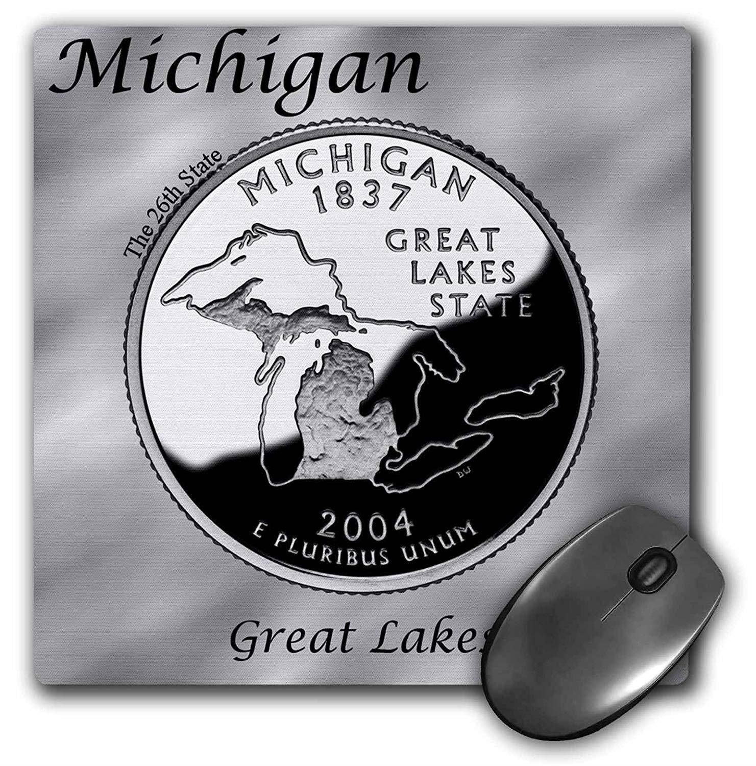 3dRose LLC 8 x 8 x 0.25 Inches Mouse Pad, State Quarter Michigan (mp_120140_1)