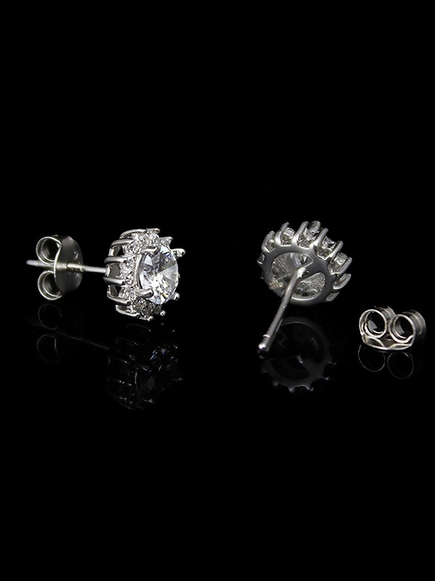 GIVA 92.5 Sterling Silver Zircon Floral Earrings for Women
