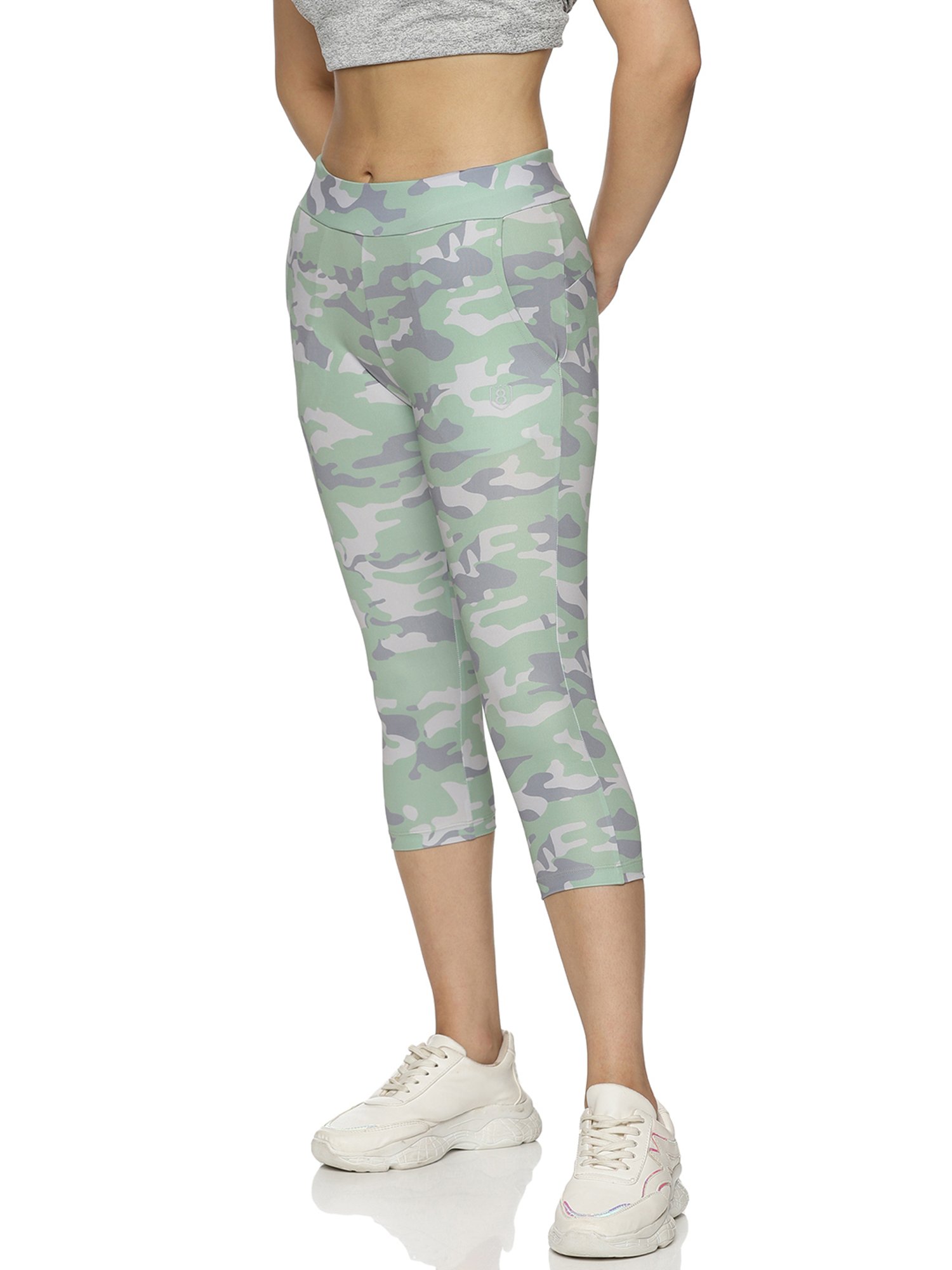 Domin8 Women Camouflage Slim-Fit Elasticated Capris