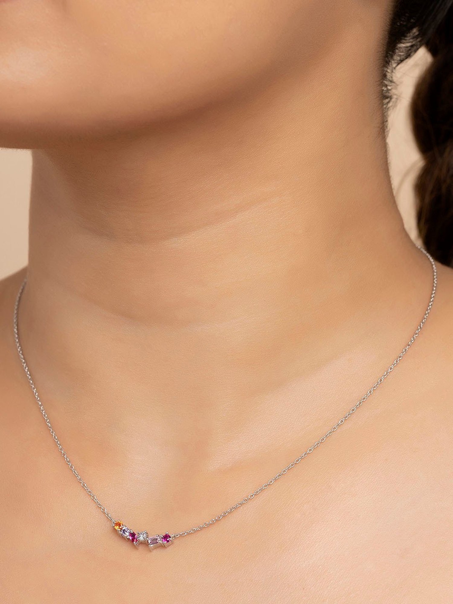 Ornate Jewels 92.5 Sterling Silver Red Ruby Necklace for Women