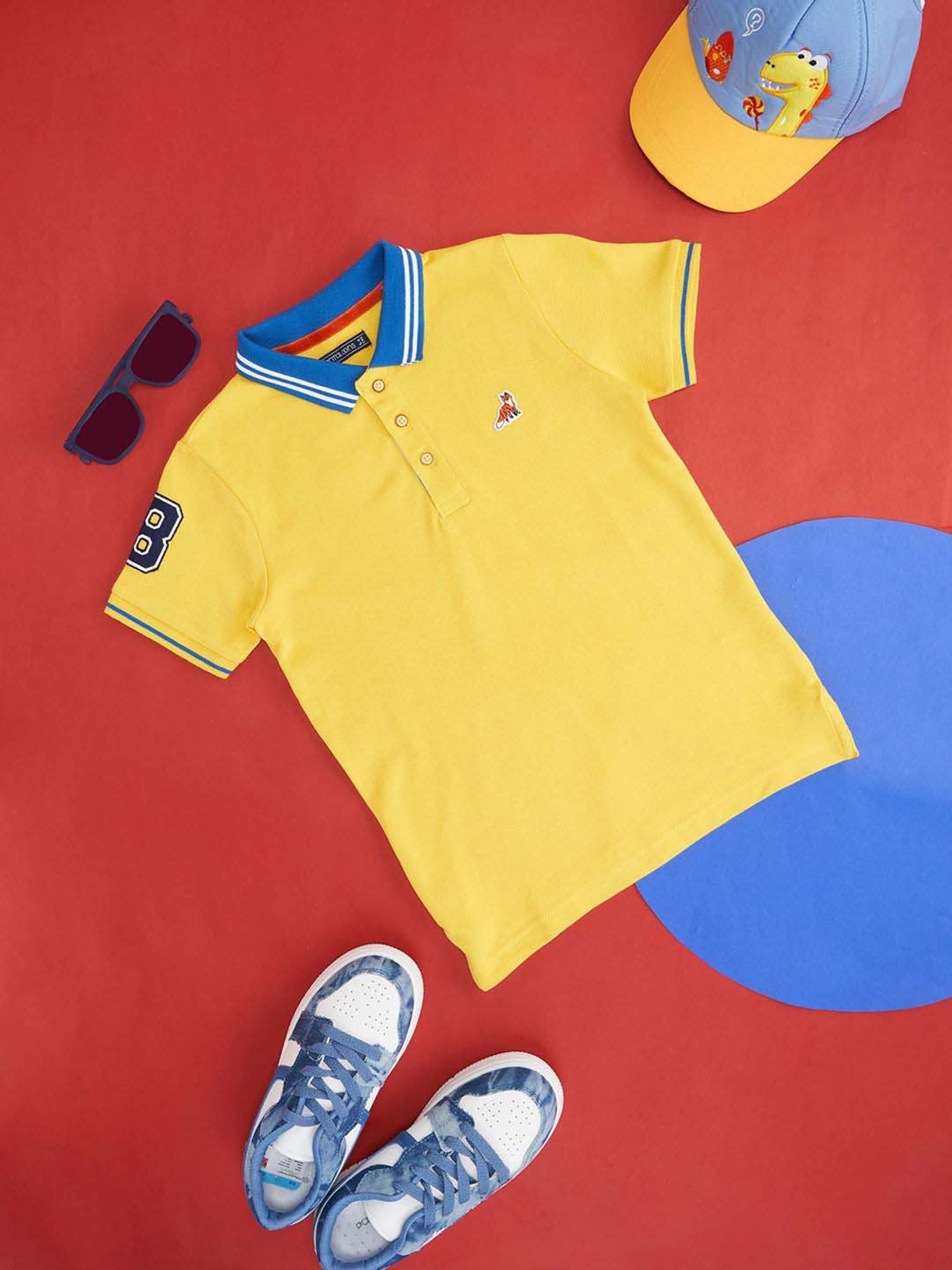 Pantaloons Junior Yellow Cotton Regular Fit Polo T-Shirt