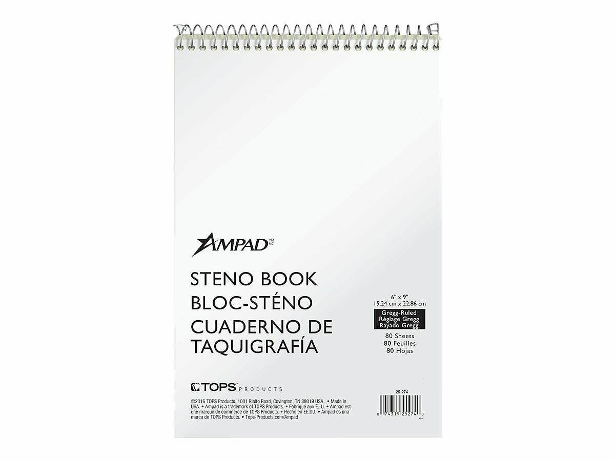 Ampad Steno Pad 6" x 9" Gregg Ruled White 532853