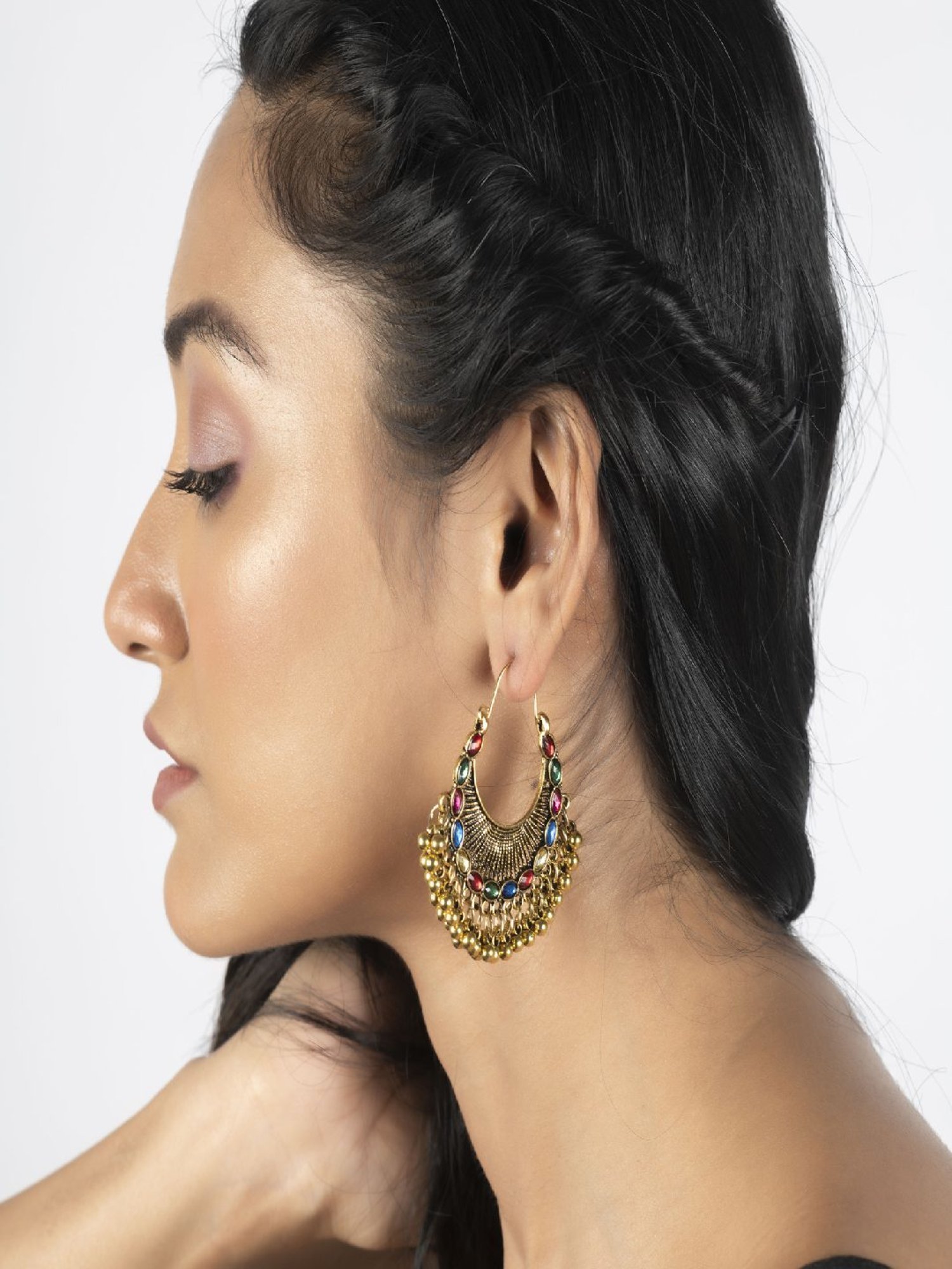 Jewelz Gold Plated Handcrafted Pearl Bali Earring for Women