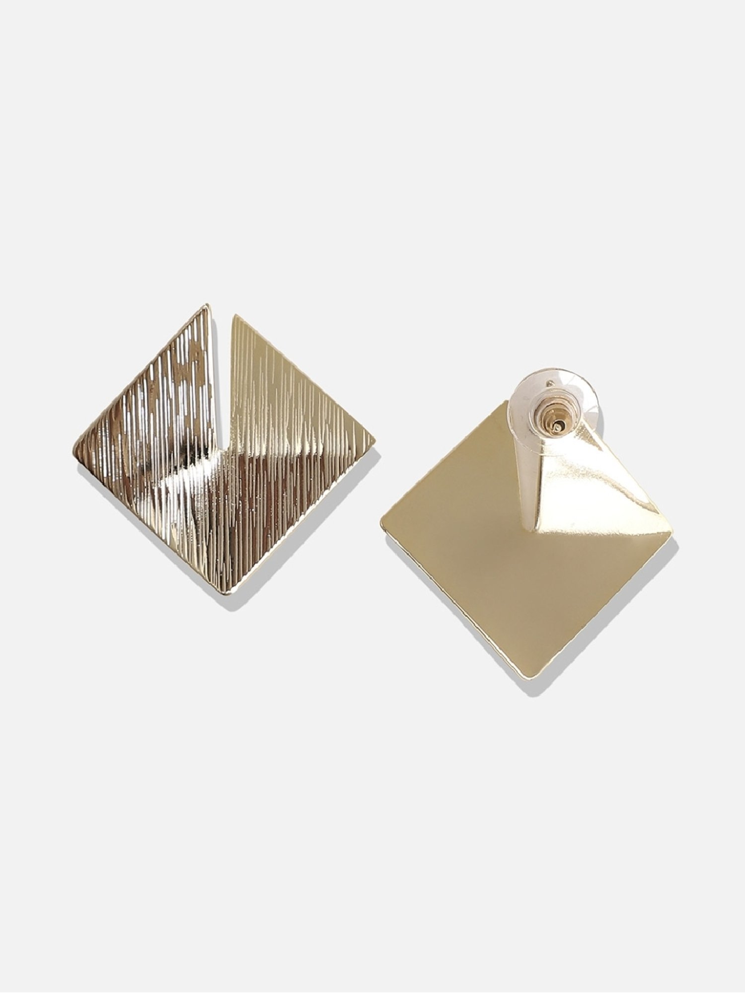 Sohi Women's Dented Textured Rhombus Drop Earrings  Gold