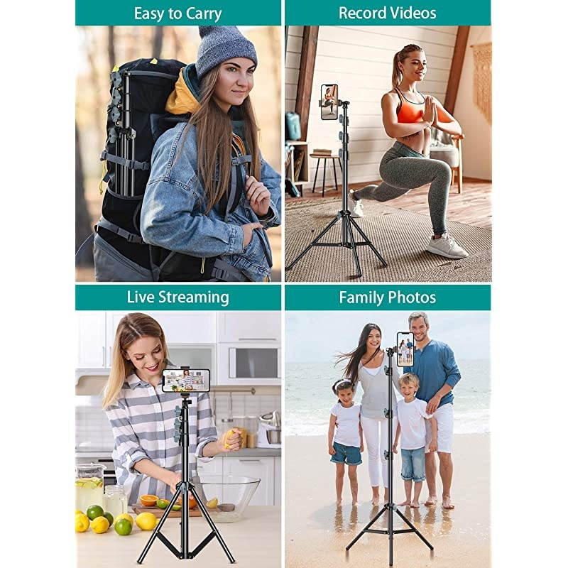60 Phone Tripod  Universal Phone Tripod Stand with Bluetooth Remote Tripod for iPhone Heavy Duty Fully Adjustable Fits iPhone 12 Pro Max Mini 11 Xs Samsung Note 20 S20 Plus and All Phones