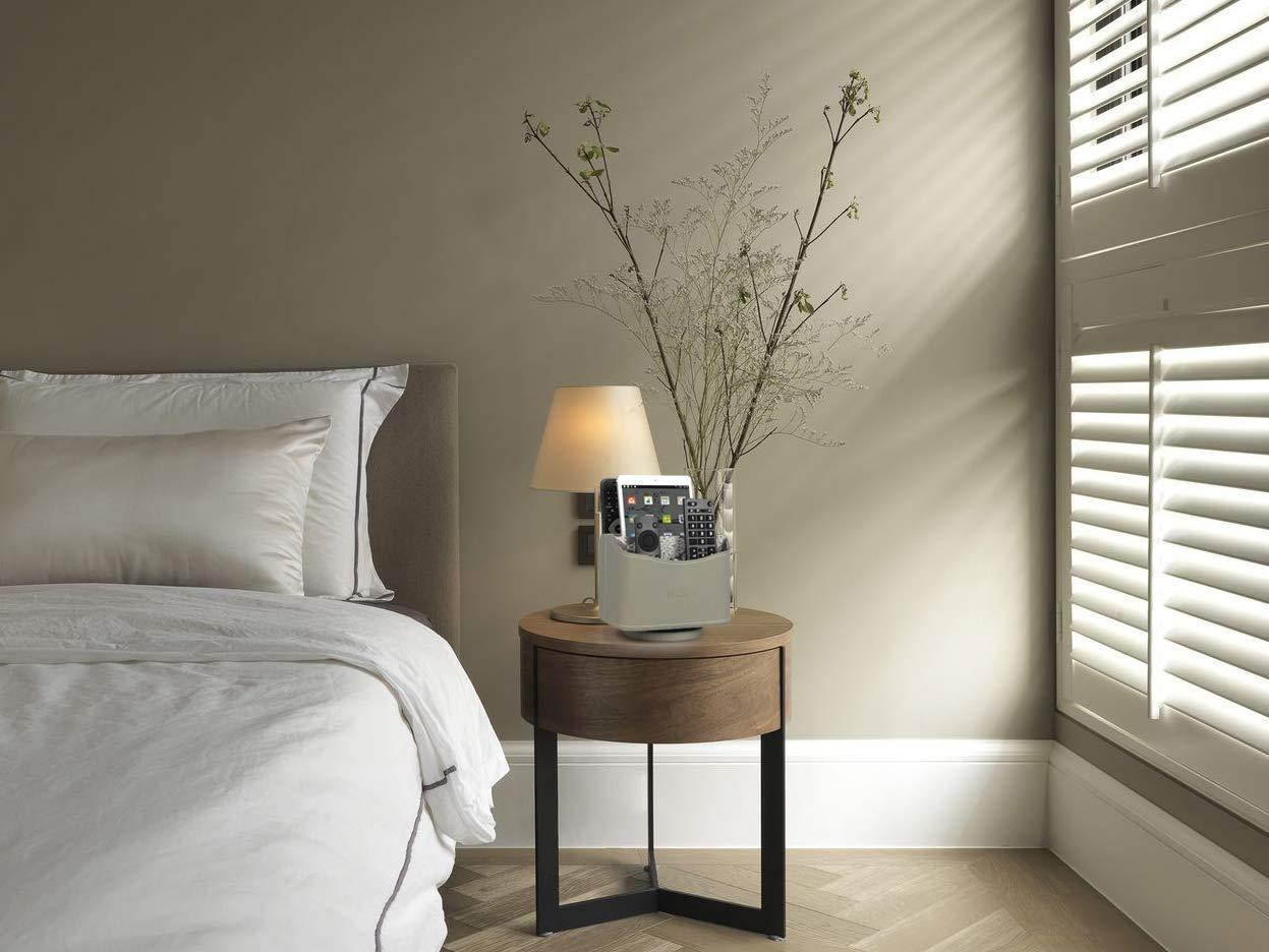 Ms.Box Media Storage PU Leather Spinning Remote Control Holder Organizer, Remote Caddy, Remote Controller Holder Soft Fabric Lining, Grey, 7.3X 5.5 x 6 inches