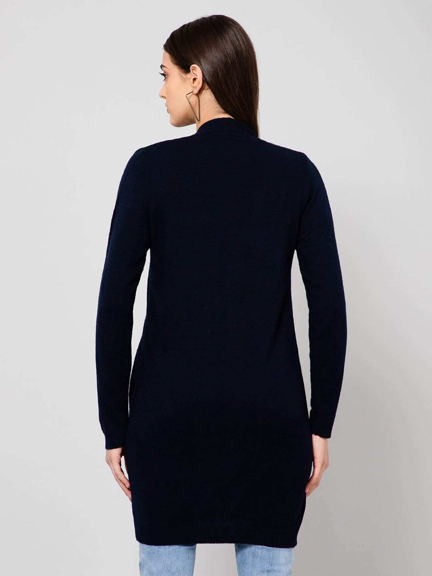 Crozo By Cantabil Navy Wool Winter Shrug
