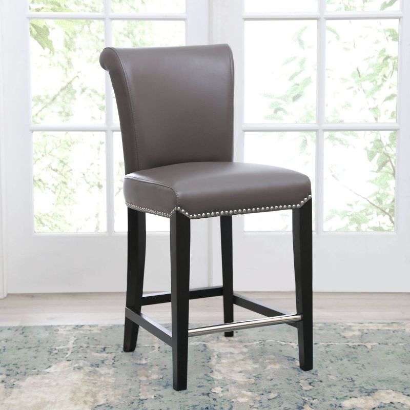 Aurora Leather Counter Height Barstool Gray - Abbyson Living