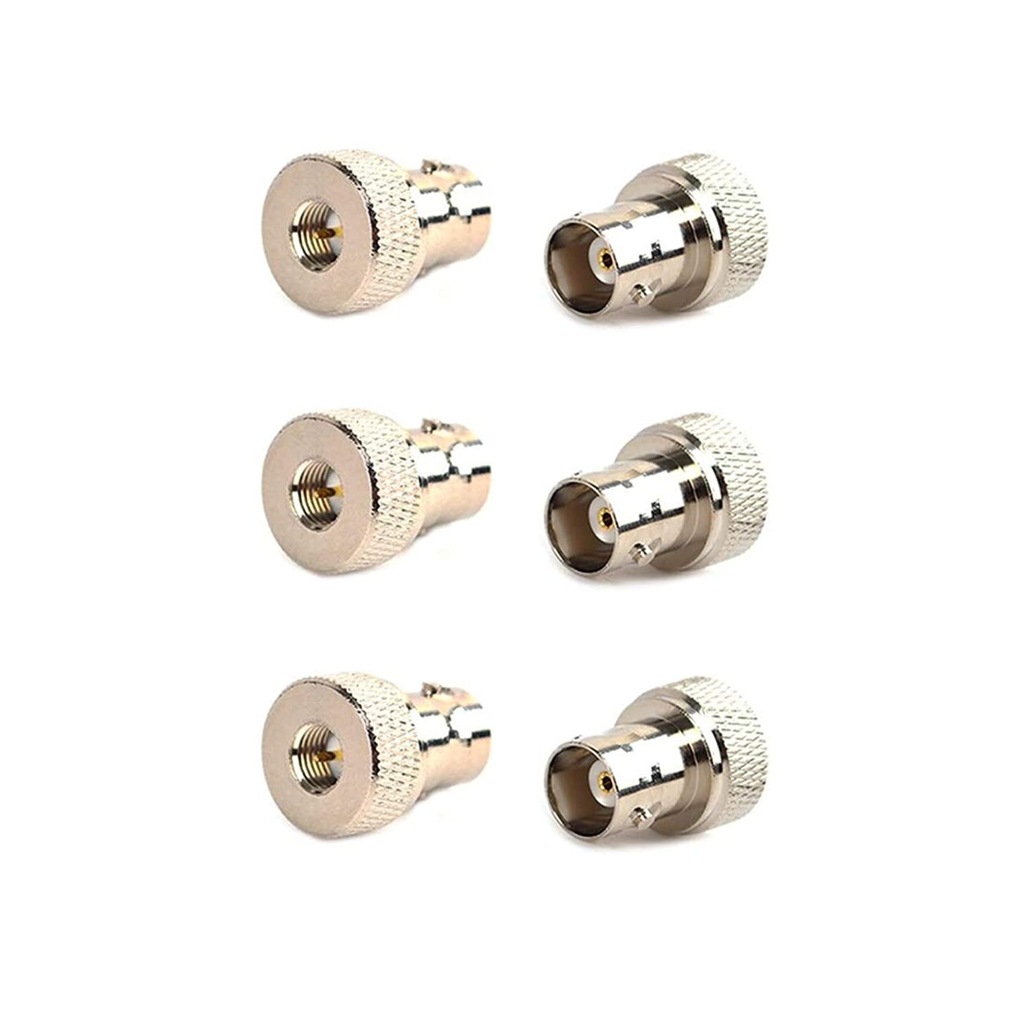 QMseller Plug Adapter SMA Male to BNC Female RF Coaxial Connector Adapter SMA M BNC F Radio Antenna Adapter 6-Pack