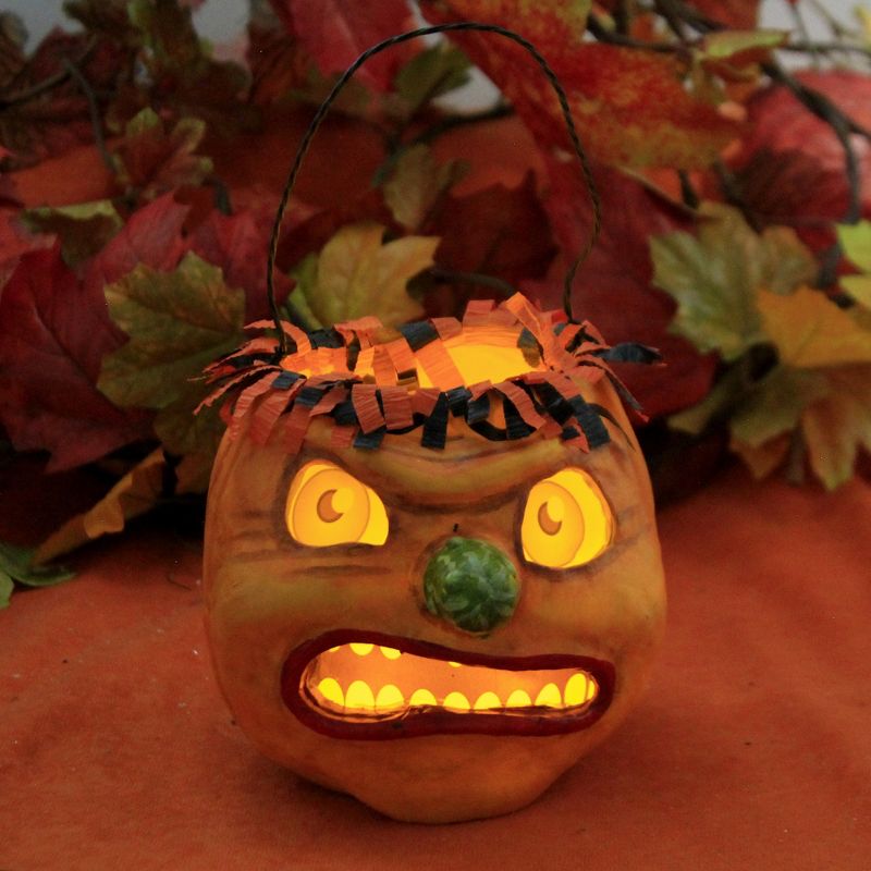 Jorge De Rojas 4.5" Griffin Pumpkin Bucket Pickle Nose Mean Face Halloween  -  Decorative Figurines