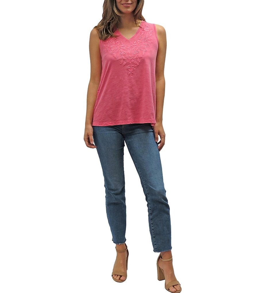 Karyn Seo Saira Vintage Embroidered V-Neck Boho Tank Top