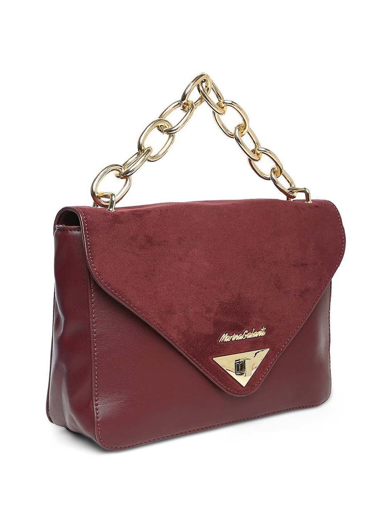 Marina Galanti Maroon Solid Medium Satchel Handbag