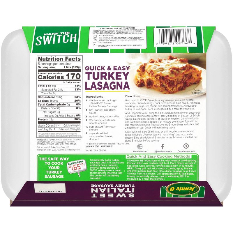 Jennie-O All-Natural Lean Sweet Italian Turkey Sausage - 19.5oz