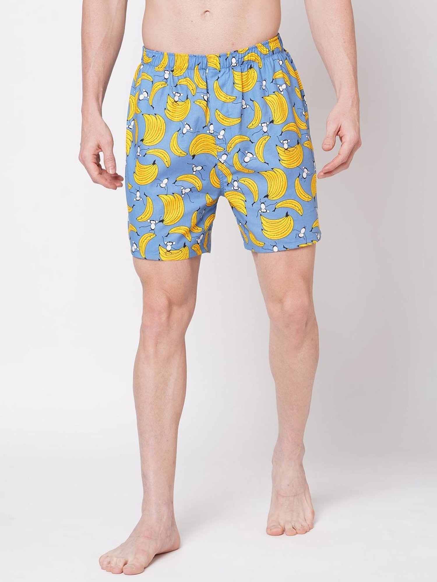 Fitz Blue & Mustard Printed Cotton Boxers
