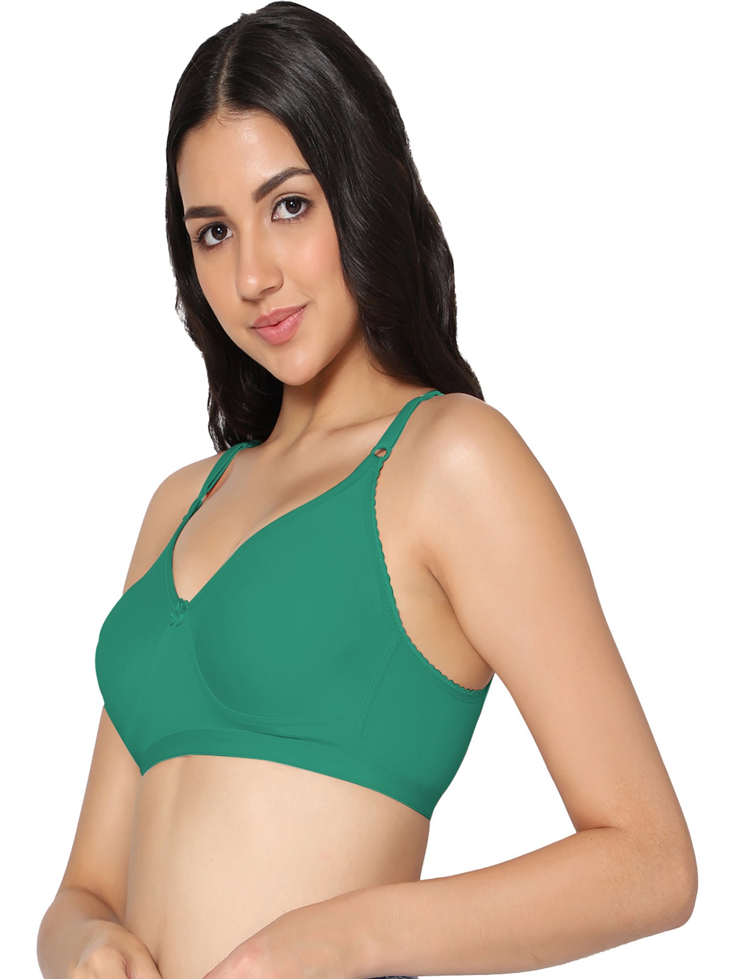 IN CARE Green & Maroon Full Coverage Non-Wired T-Shirt Bra - Pack of 2