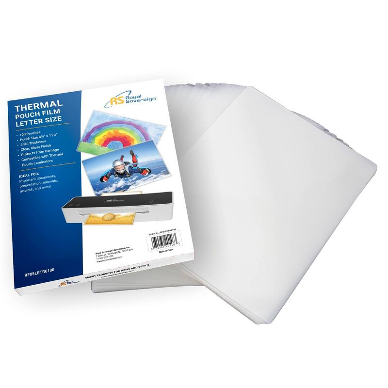 Royal Sovereign 100ct Letter Size 5 Mil Thermal Pouch Laminating Film