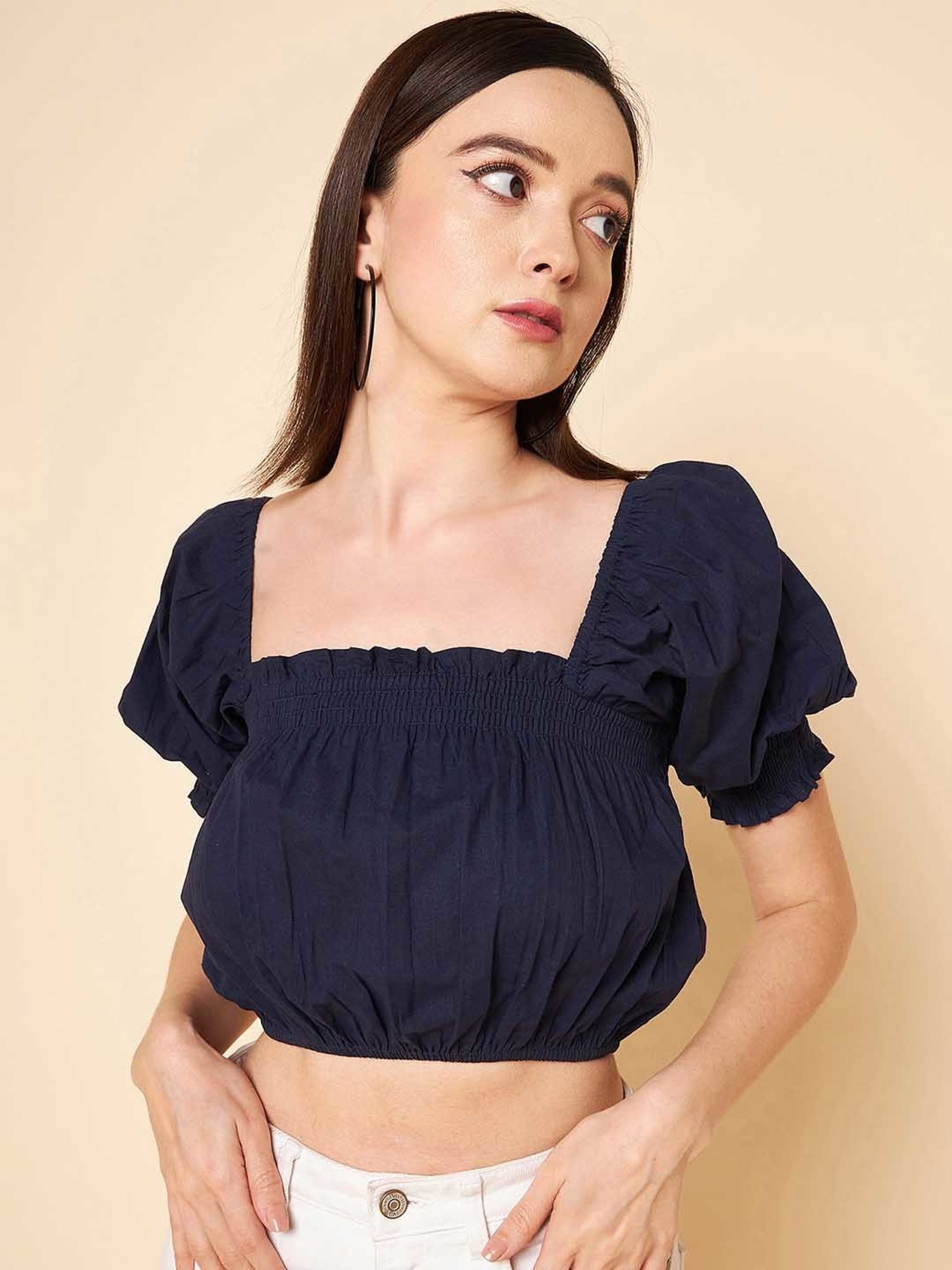 High Star Navy Crop Top