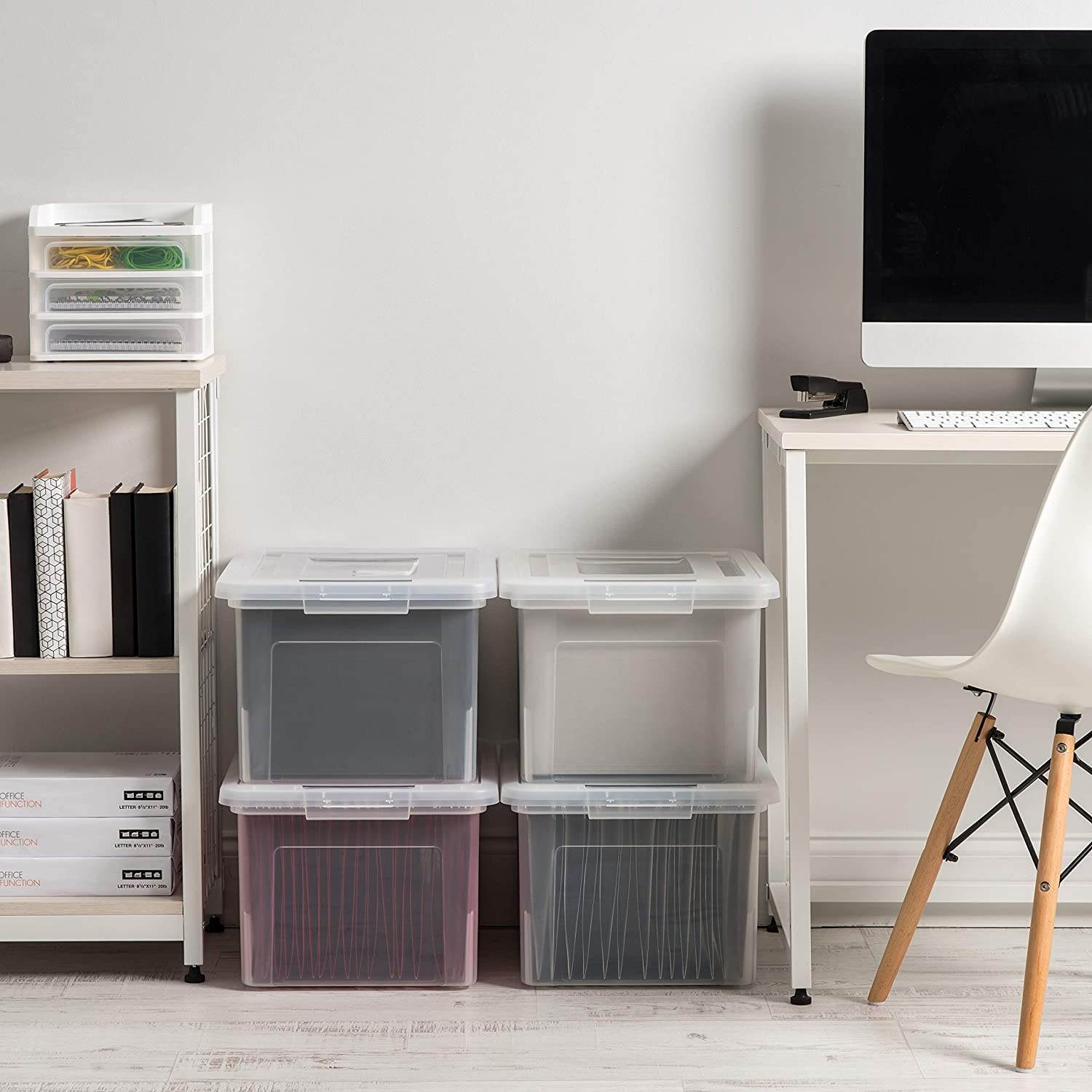 IRIS USA FB-21EE Letter and Legal Size File Box, Letter & Legal, Clear, 4 Pack