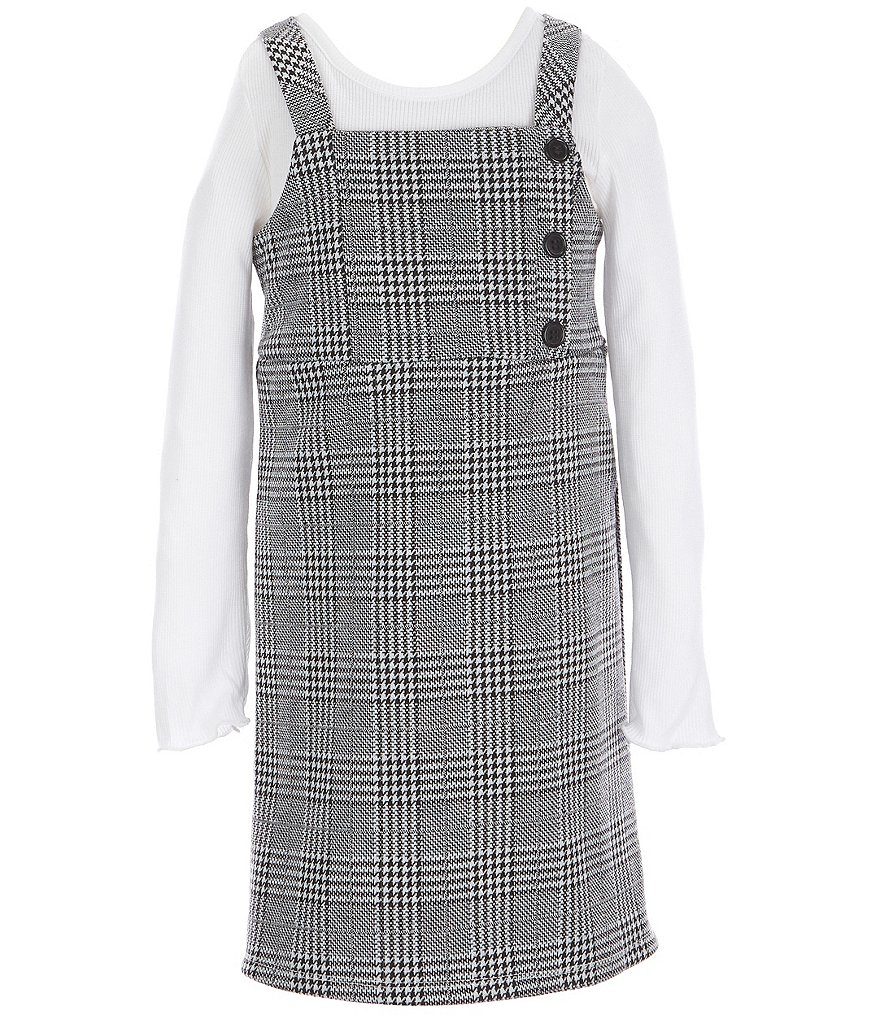 Rare Editions Little Girls 2T-6X Long Sleeve Knit Top & Plaid Jumper 2-Piece Set