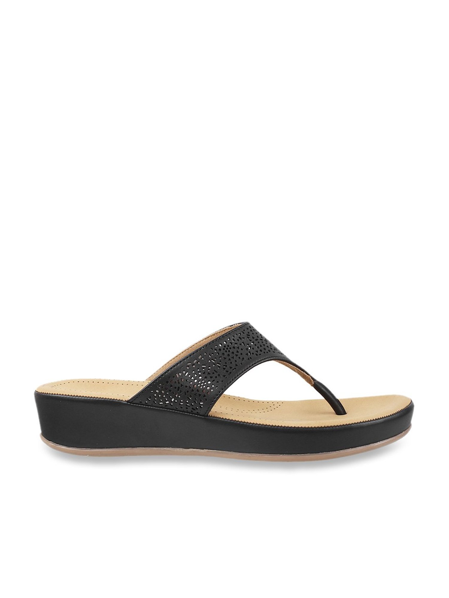 Metro Women's Black Thong Wedges