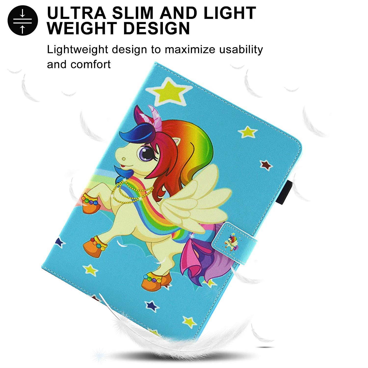 Casii iPad 9.7" 2018 2017 Case/iPad Air 1/2 Case,Premium PU Leather Cover Ultra Slim Folio Stand Smart Case with Card Slots Auto Sleep/Wake for iPad 6th/5th Generation/iPad Air 1/2,Star Unicorn