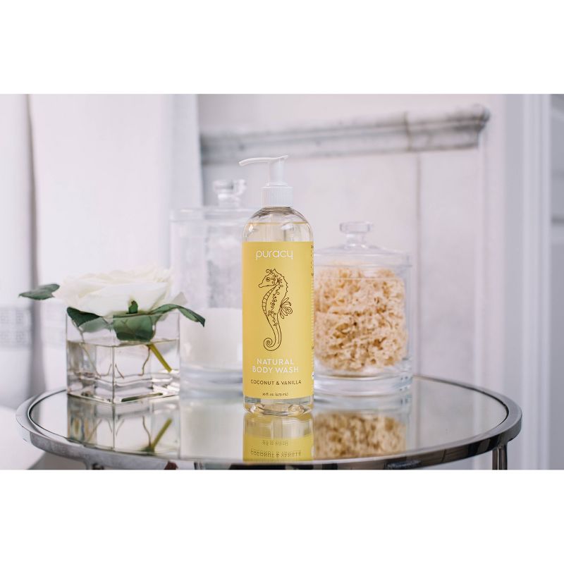 Puracy Coconut & Vanilla Natural Body Wash Shower Gel - 16 fl oz