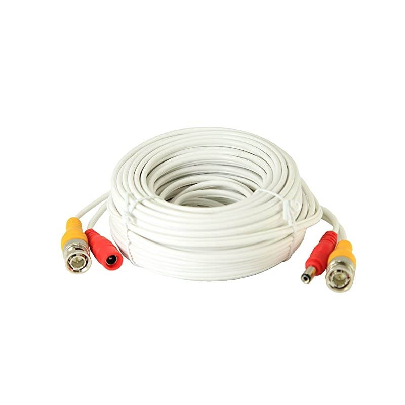 60ft AllinOne Video HDTVI HDCVI AHD Analog 1080p Premade Cable for CCTV Security Cameras White