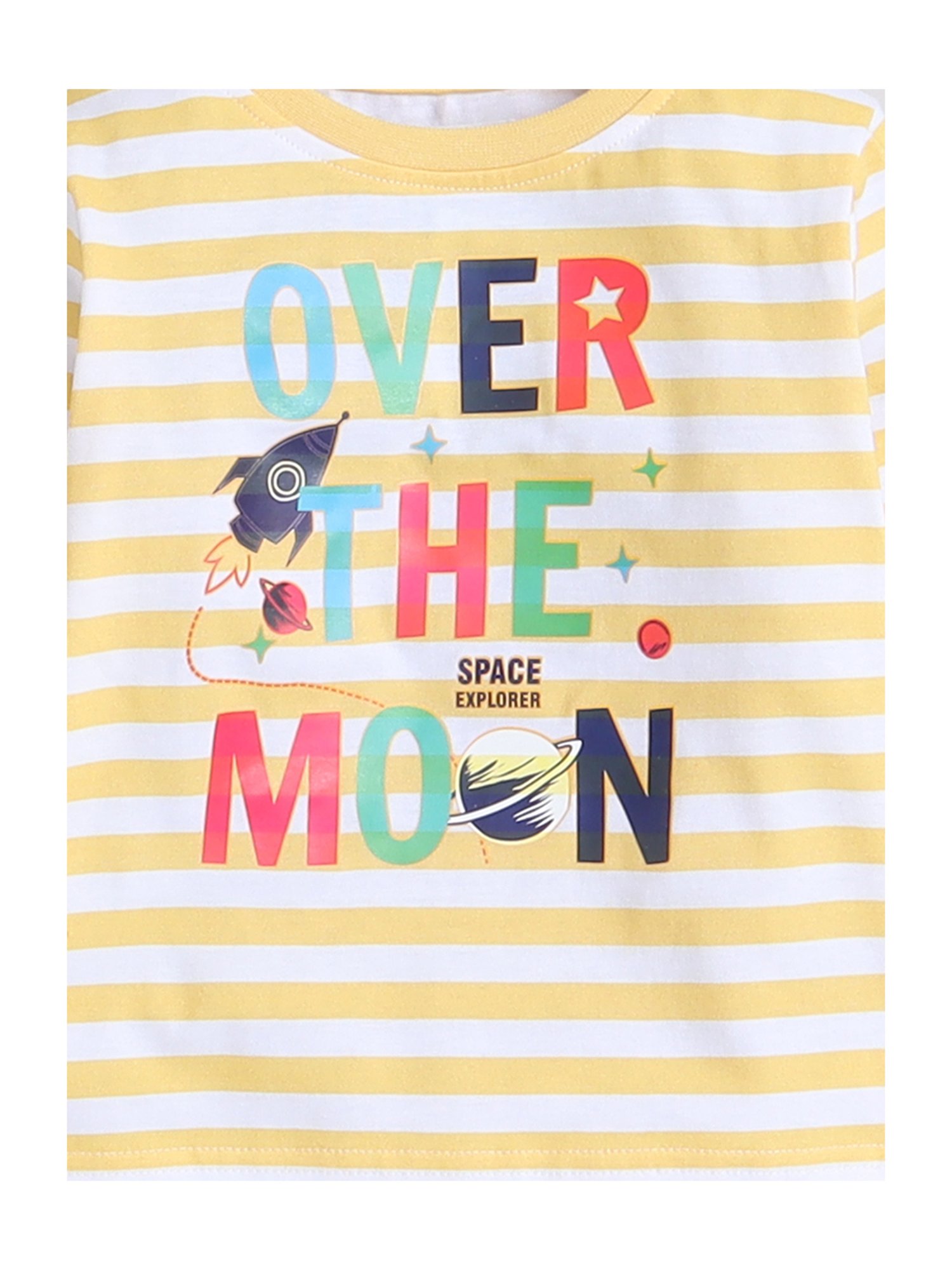 Bumzee Boys Yellow Striped Full Sleeves T-Shirt with Pyjamas