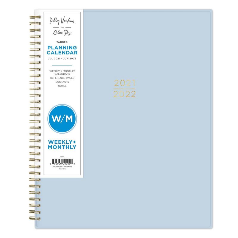 2021-22 Academic Planner 8.5" x 11" Flexible Plastic Cover Wirebound Weekly/Monthly Solid Powder Blue - Kelly Ventura