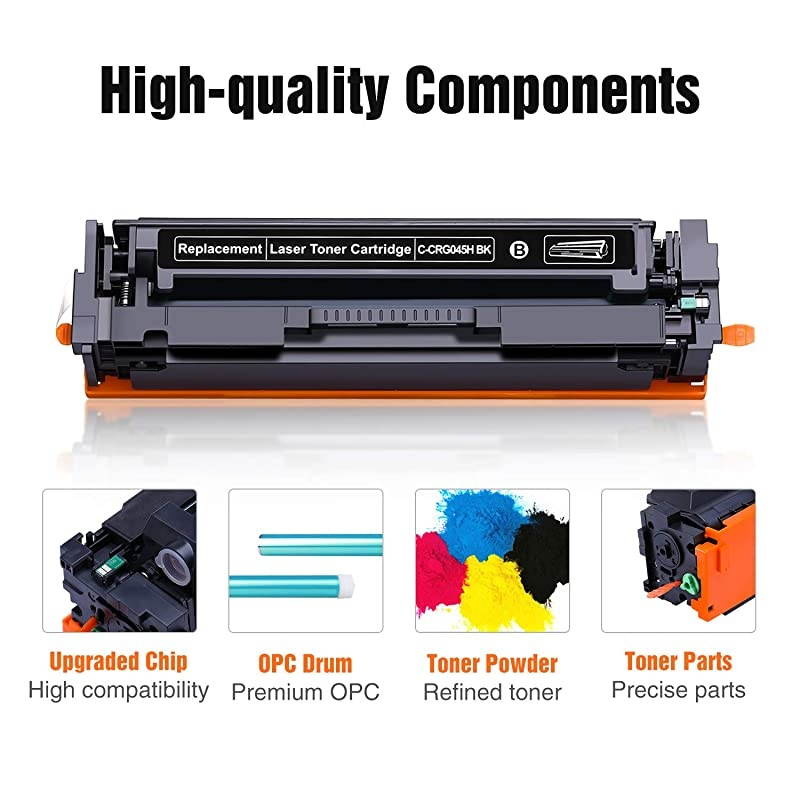 Compatible Toner Cartridge Replacement for Canon 045H 045 High Yield, for ImageCLASS MF634Cdw LBP612Cdw MF632Cdw MF634 MF633Cdw LBP611Cn Printer 4 Pack (Black, Cyan, Magenta, Yellow)