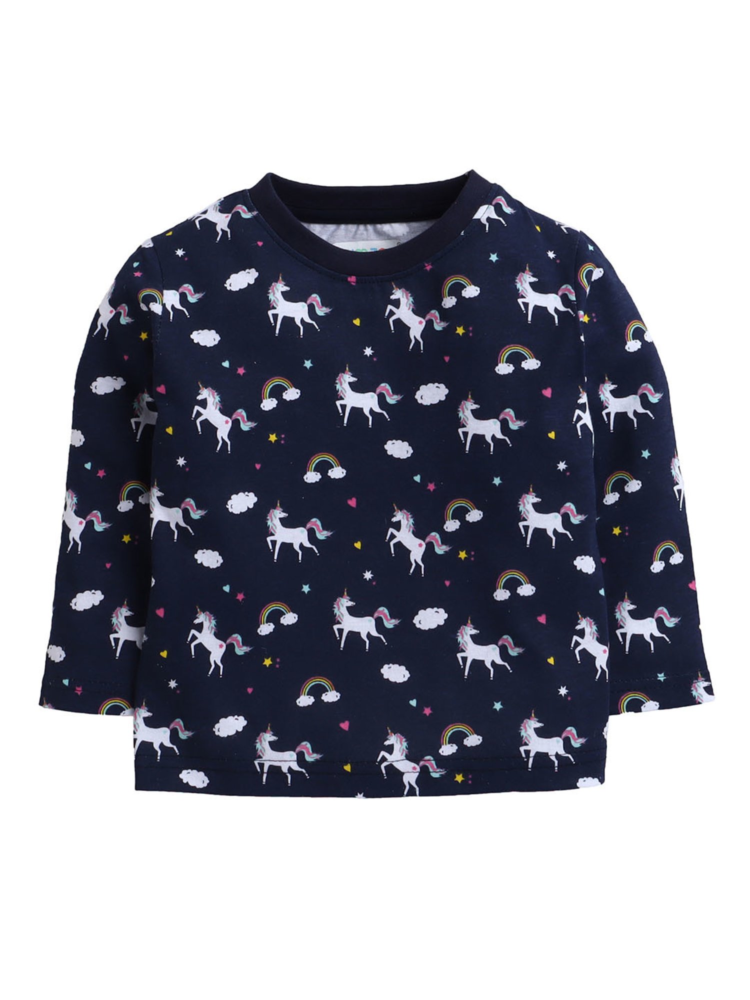 Bumzee Kids Navy Printed Full Sleeves T-Shirt with Pyjamas