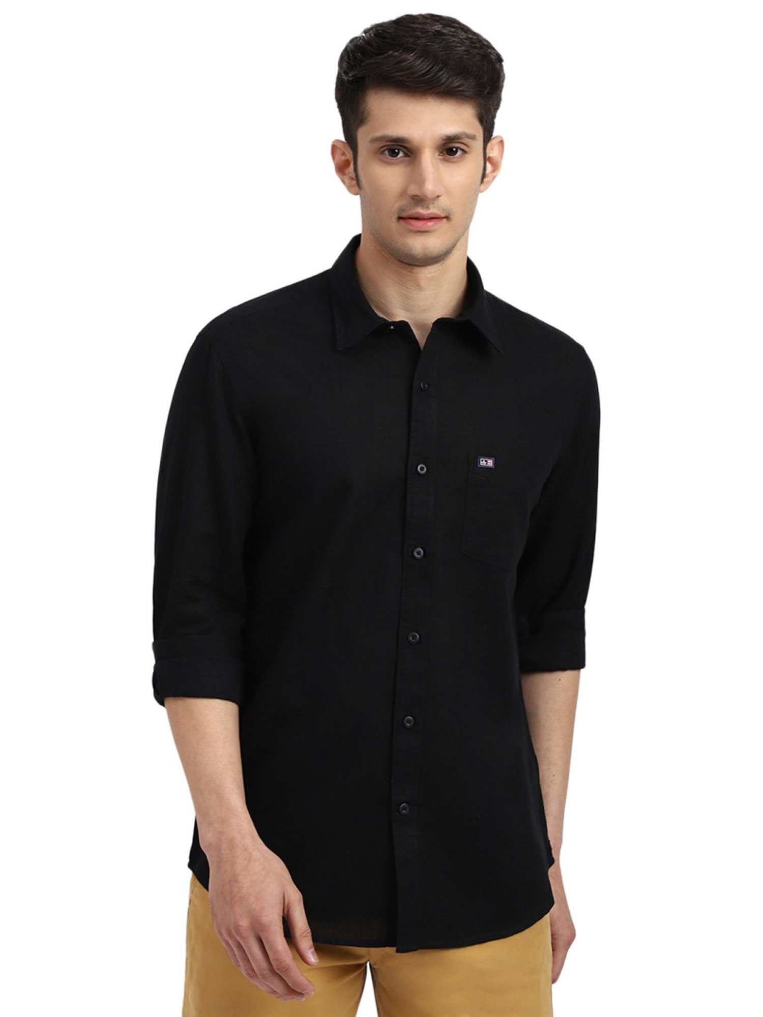 Arrow Black Cotton Slim Fit Shirt