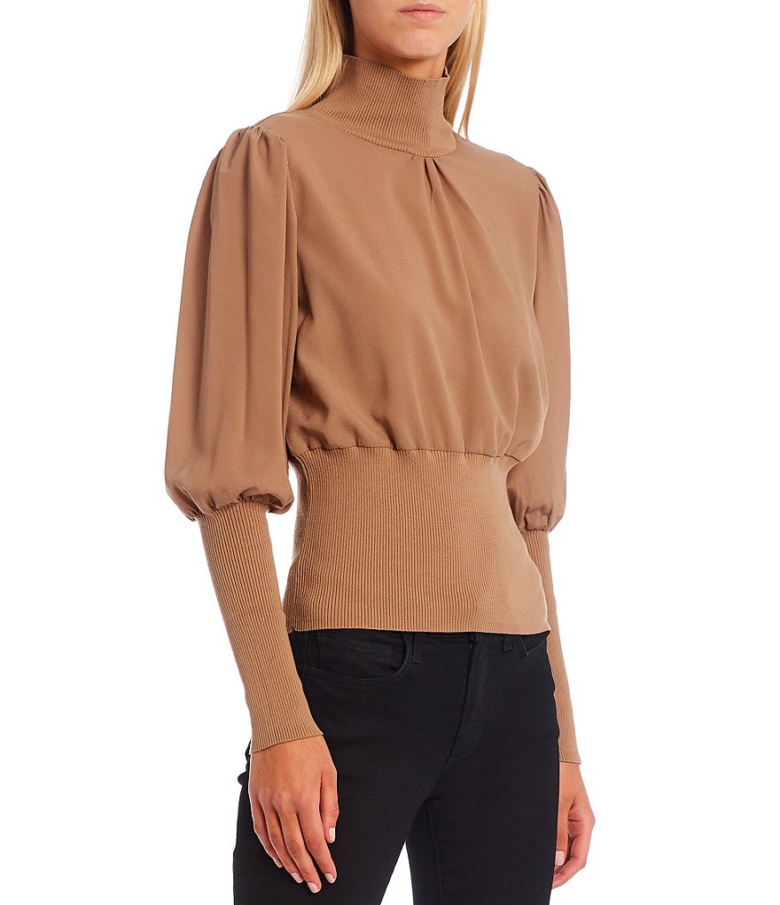 A Loves A Round Neck Long Bishop Sleeve Rib Knit Sweater