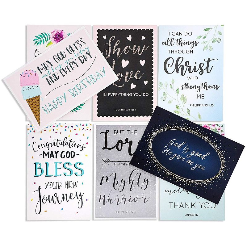 Juvale 48 Pack Religious Greeting Cards with Envelopes Bulk Boxed 4x6 for All Occasions, Birthday, Thank You