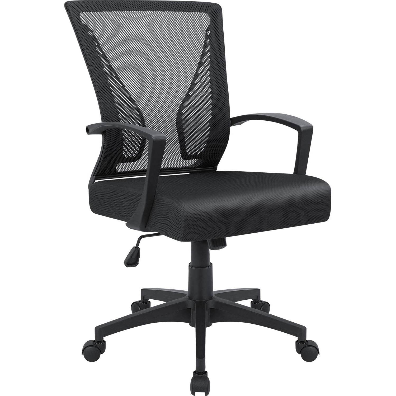 Furmax Office Chair Mid Back Swivel Lumbar Support Computer Ergonomic Mesh Chair with Armrest (Black)