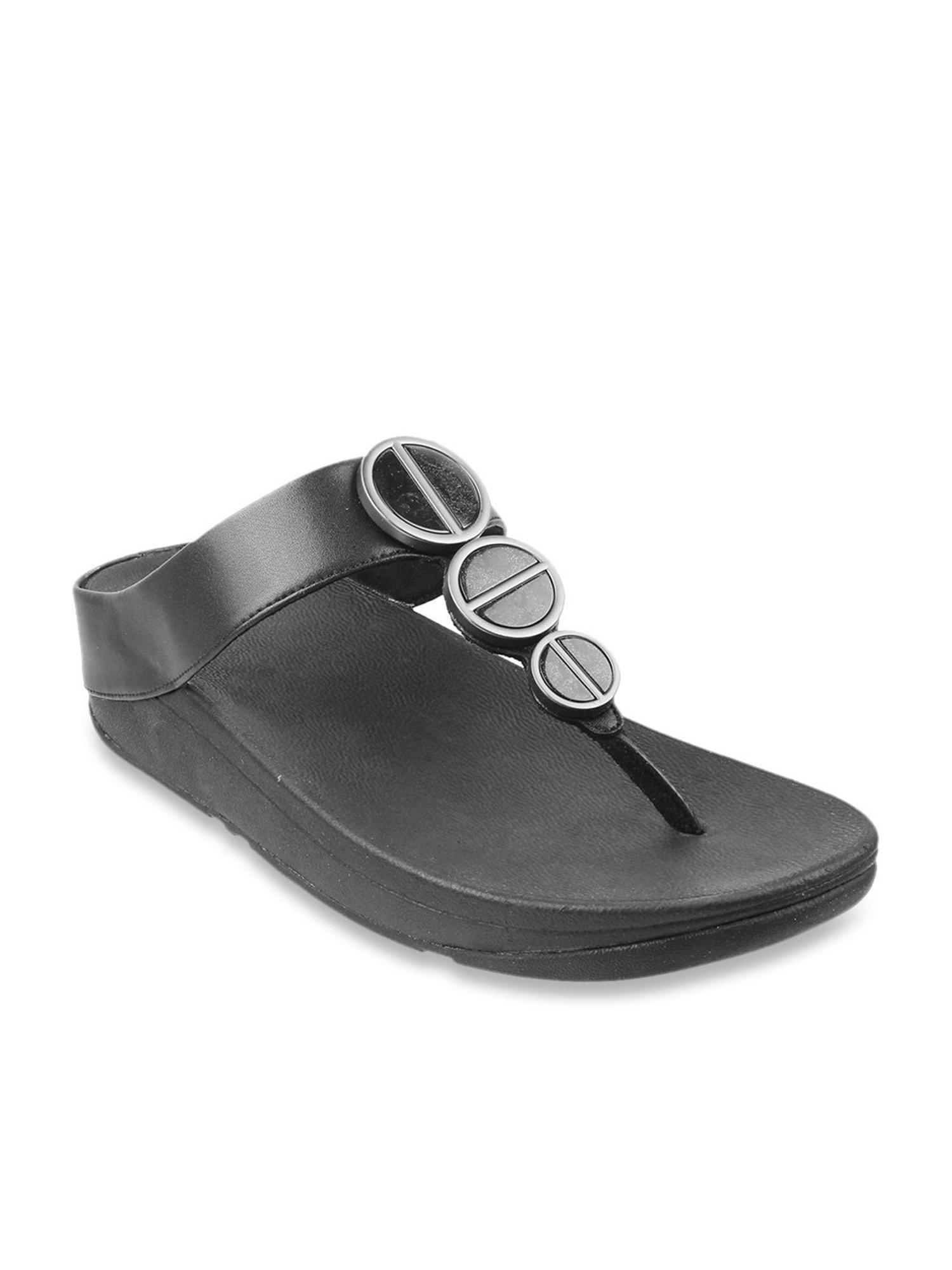 FitFlop Women's Black Thong Wedges