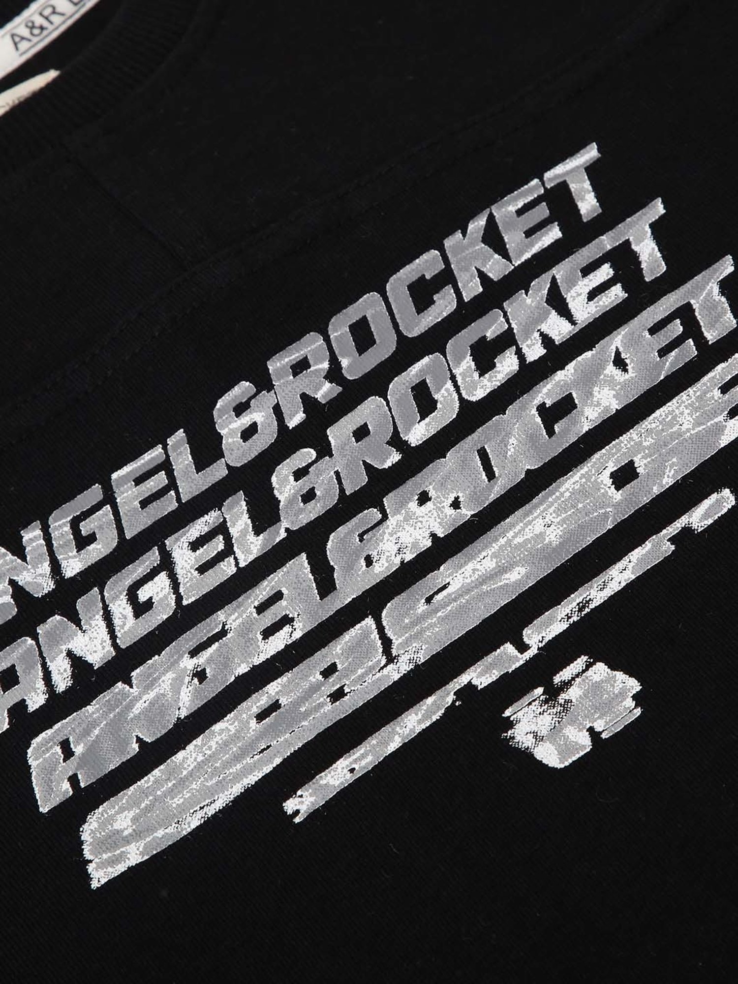 Angel & Rocket Kids Black Cotton Printed T-Shirt