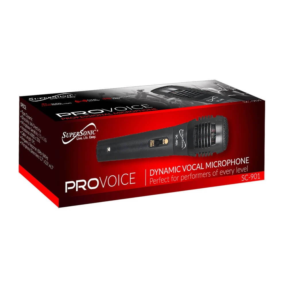 Supersonic SC-901 ProVoice Black Dynamic Vocal Professional Microphone