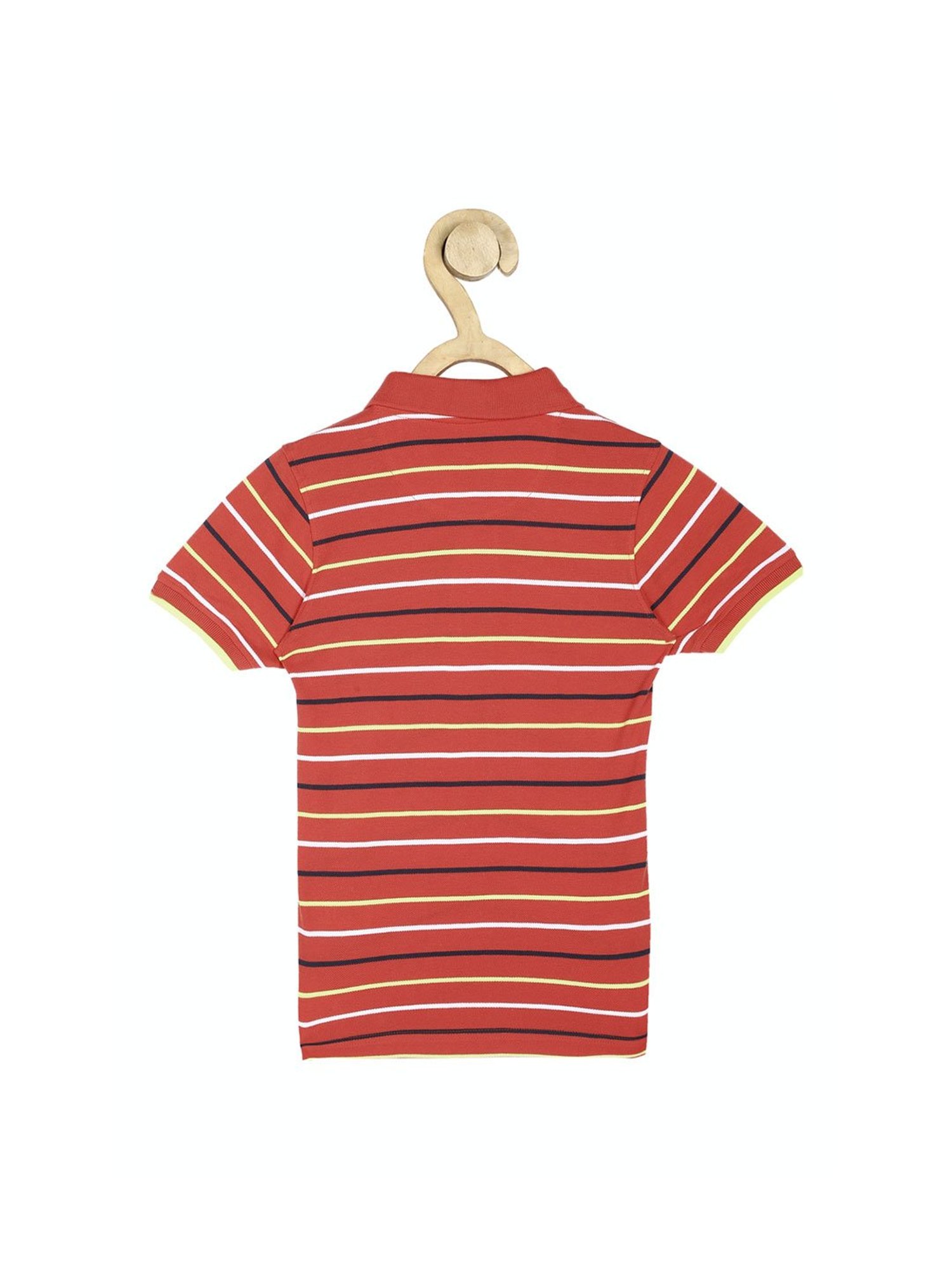 Allen Solly Junior Red Striped Polo T-Shirt