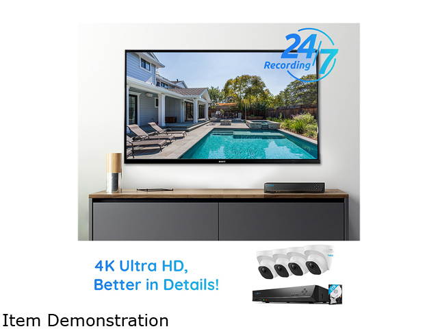 Reolink 4K Ultra HD 8CH POE Security Camera System, 4 x Wired 8MP Outdoor PoE IP Cameras, 8MP 8-Channel NVR with 2TB HDD Video Surveillance System for 24/7 Recording RLK8-800D4
