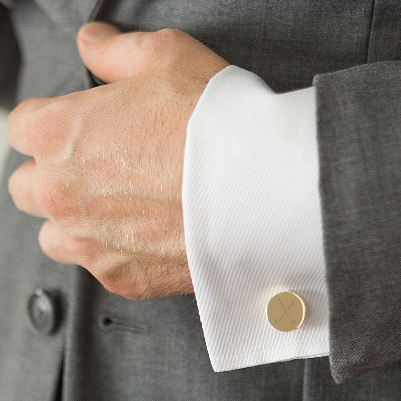 Golf Round Cuff Links Gold